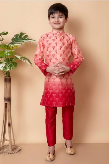 Dhupian Silk Printed Kurta Pajama BK05820558