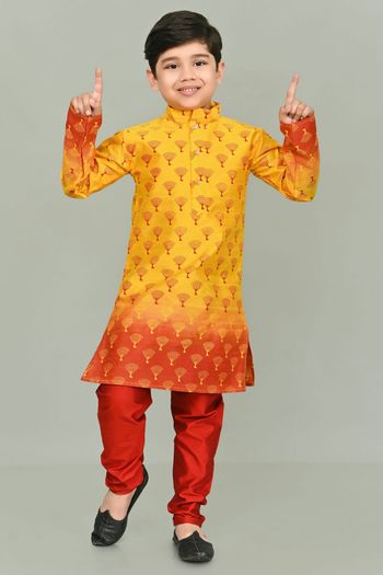 Dhupian Silk Printed Kurta Pajama BK05820556