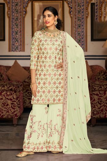 Faux Georgette  Semi Stitched Sharara Suit SS05350048