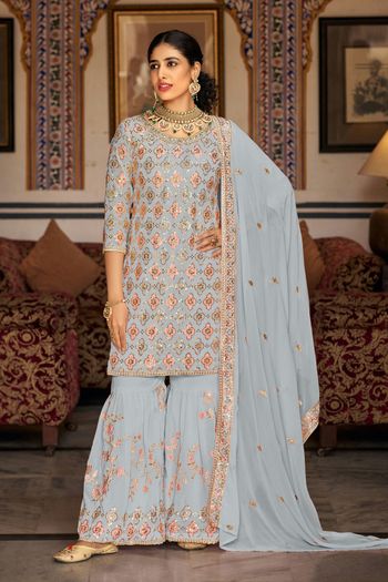 Faux Georgette  Semi Stitched Sharara Suit SS05350049