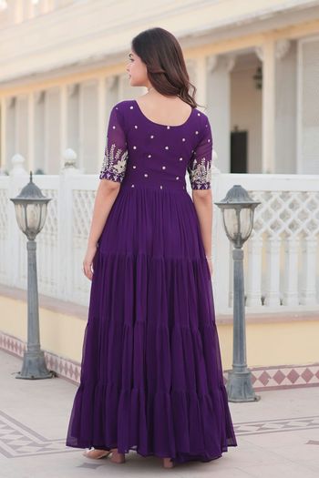 Faux Georgette Stitched Gown GW054114271