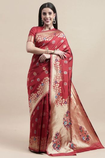 Kanjivaram Silk Woven Work Casual Wear Saree SR03231748