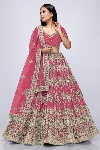 Net Semi Stitched Embroidery Lehenga Choli LD02290866