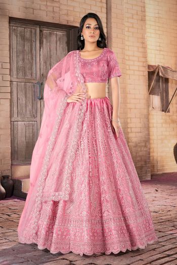 Net Semi Stitched Embroidery Lehenga Choli LD02290896