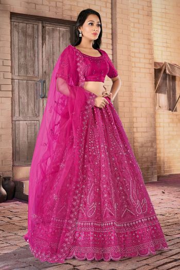 Net Semi Stitched Embroidery Lehenga Choli LD02290900