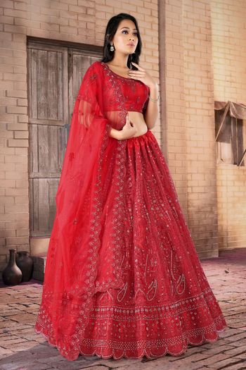 Net Semi Stitched Embroidery Lehenga Choli LD02290897