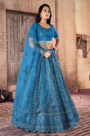 Net Semi Stitched Embroidery Lehenga Choli LD02290899