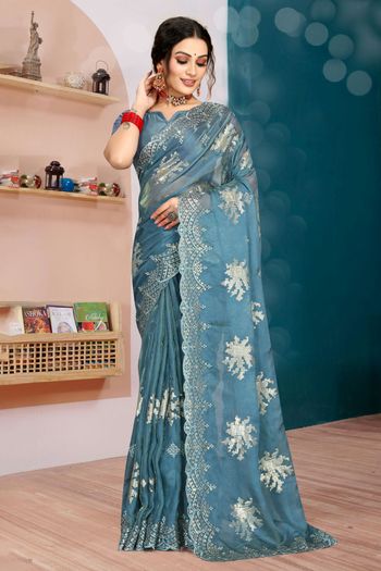 Organza Silk Designer Saree SR01541219