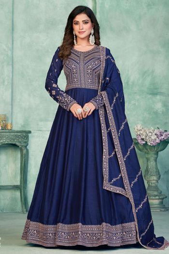 Art Silk Semi Stitched Anarkali Suit SM01640384