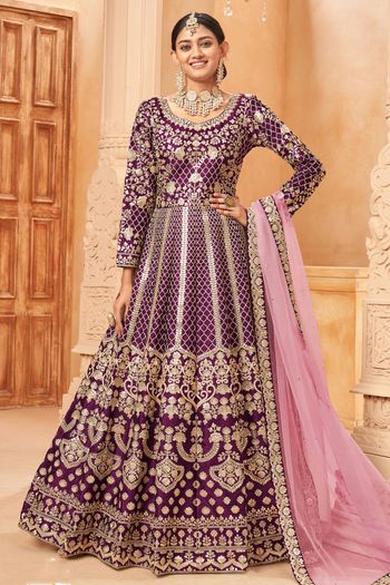 Art Silk Semi Stitched Anarkali Suit SM01640306