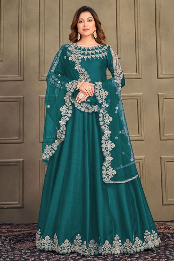 Art Silk Semi Stitched Anarkali Suit SM01640366