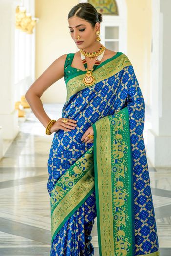 Banarasi Silk Meenakari Bandhani Woven Saree SR05800384