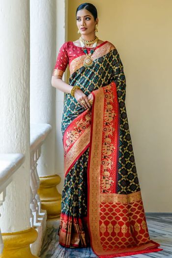 Banarasi Silk Meenakari Bandhani Woven Saree SR05800379