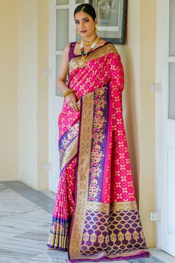 Banarasi Silk Meenakari Bandhani Woven Saree SR05800382