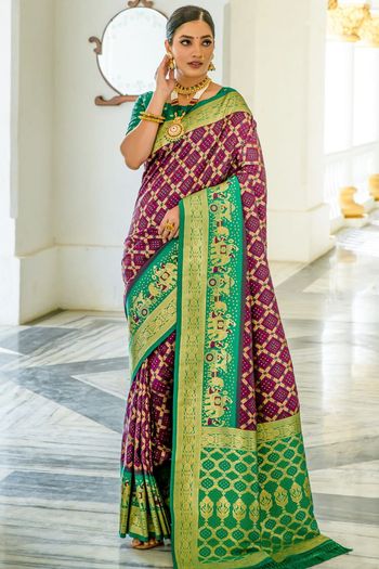 Banarasi Silk Meenakari Bandhani Woven Saree SR05800385