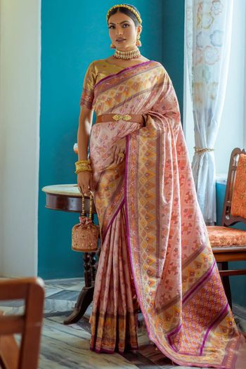 Banarasi Soft Silk Meenakari Woven Patola Saree SR05800463