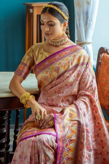 Banarasi Soft Silk Meenakari Woven Patola Saree SR05800463