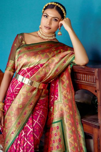 Banarasi Soft Silk Meenakari Woven Patola Saree SR05800471