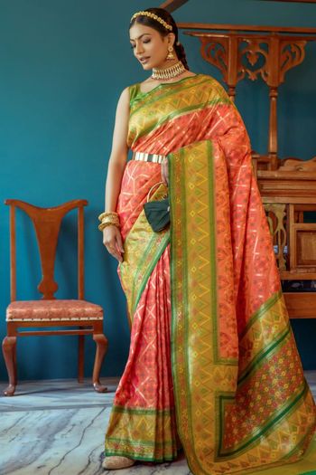 Banarasi Soft Silk Meenakari Woven Patola Saree SR05800466