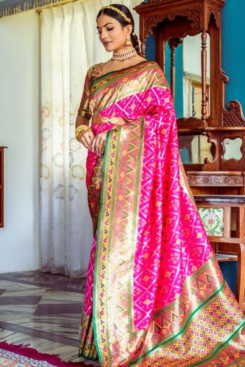 Banarasi Soft Silk Meenakari Woven Patola Saree SR05800469