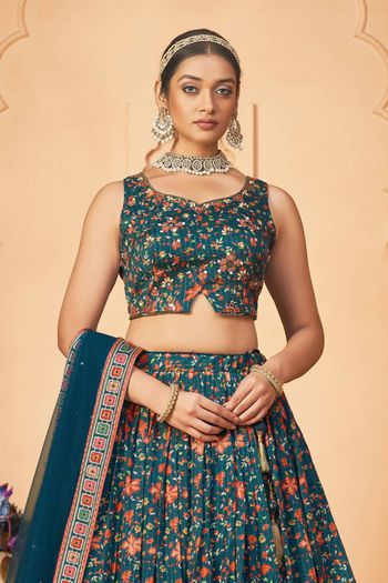 Chanderi Digital Print Semi Stitched Lehenga Choli LD01041118