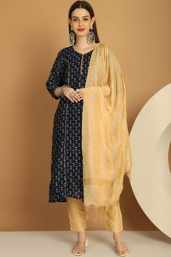 Chanderi Stitched Kurti Sets KR04784500