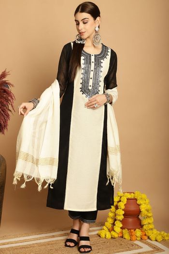 Chanderi Stitched Kurti Sets KR04784514