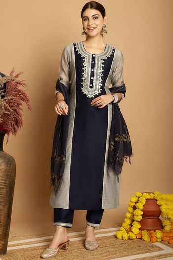 Chanderi Stitched Kurti Sets KR04784522