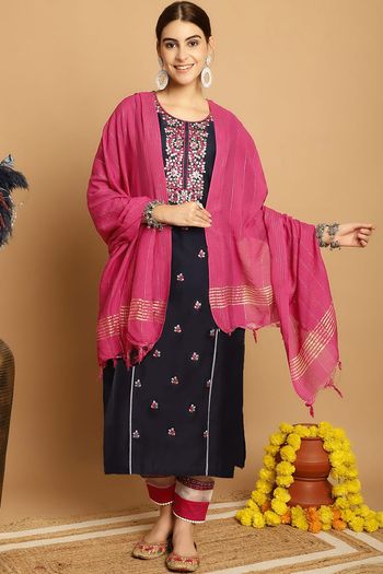 Chanderi Stitched Kurti Sets KR04784525