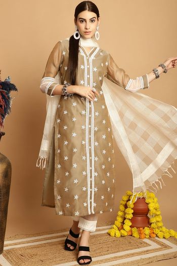 Chanderi Stitched Kurti Sets KR04784524