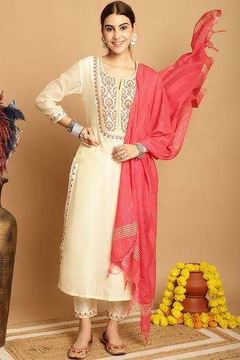 Chanderi Stitched Kurti Sets KR04784517