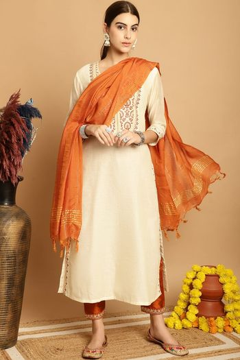 Chanderi Stitched Kurti Sets KR04784518