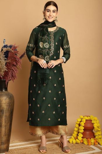 Chanderi Stitched Kurti Sets KR04784513