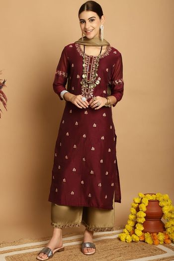 Chanderi Stitched Kurti Sets KR04784535