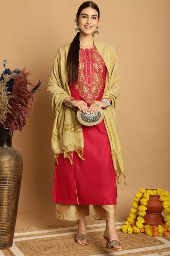 Chanderi Stitched Kurti Sets KR04784521