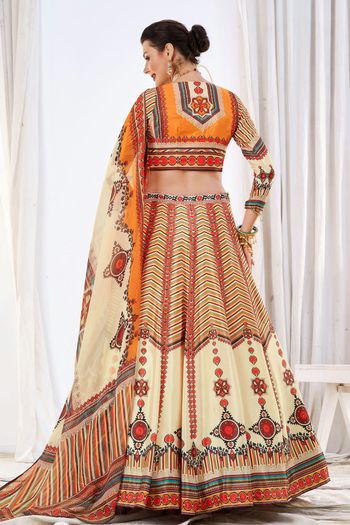 Chinon Digital Print Semi Stitched Lehenga Choli LD01041137