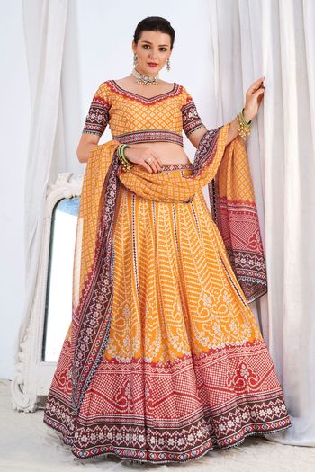 Chinon Digital Print Semi Stitched Lehenga Choli LD01041135