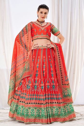 Chinon Digital Print Semi Stitched Lehenga Choli LD01041138