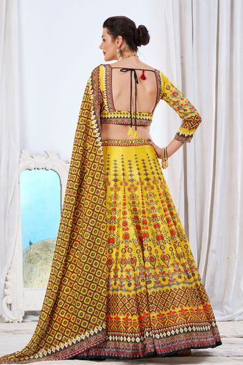 Chinon Digital Print Semi Stitched Lehenga Choli LD01041134