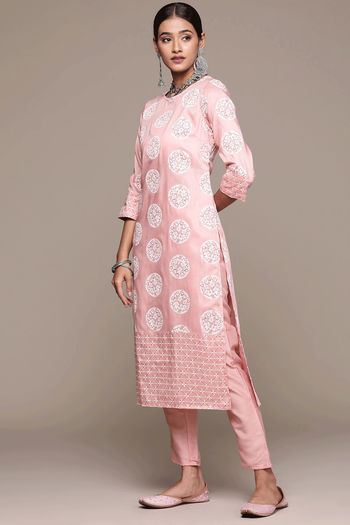 Chinon Floral Print Stitched Kurta and Pant Set KR04512669