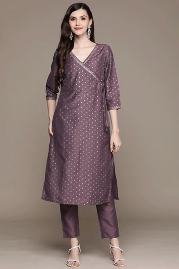 Chinon Printed Stitched Kurta And Pant Set KR04512653