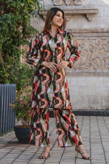 Georgette Stitched Digital Print Dress WW05730194 Georgette Stitched Digital Print Dress WW05730194