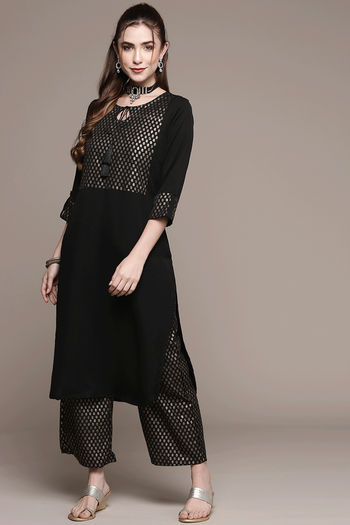 Crepe Ethnic Motifs Stitched Kurta and Palazzo Set KR04512538