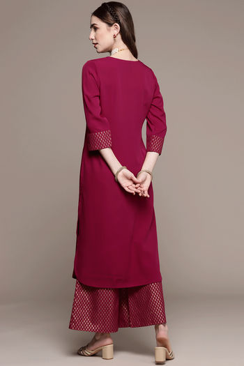 Crepe Ethnic Motifs Stitched Kurta and Palazzo Set KR04512539