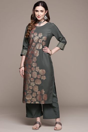 Crepe Floral Print Stitched Kurta And Palazzo Set KR04512578