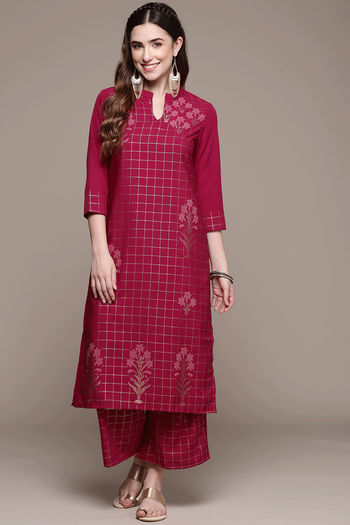 Crepe Floral Print Stitched Kurta and Palazzo Set KR04512540