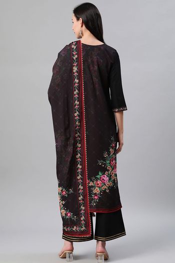 Crepe Floral Print Stitched Kurta,Palazzo And Dupatta Set KR04512645