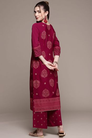 Crepe Floral Print,Ethnic Motifs Stitched Kurta And Palazzo Set KR04512573