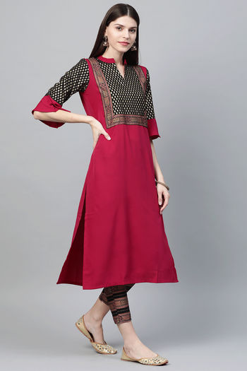 Crepe Foil Print Stitched Kurta and Pant Set KR04512563