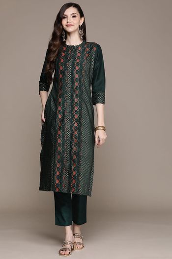 Crepe Printed Stitched Kurta And Pant Set KR04512654